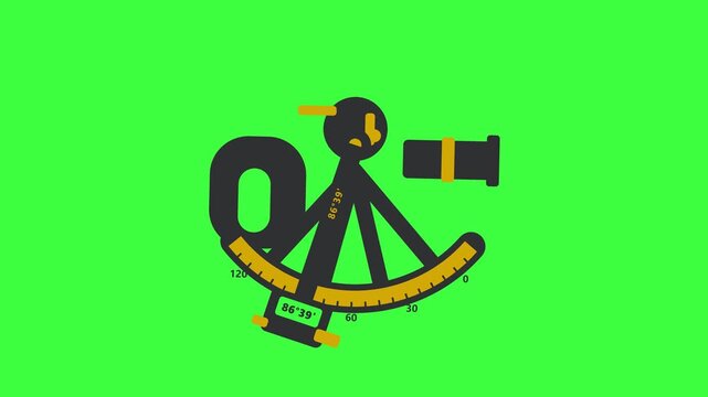 Nautical Sextant Navigation Tool Animation on Green Screen