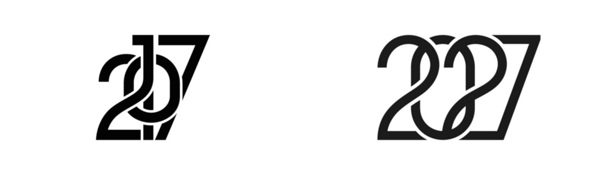 Stylized Numbers 207 and 208 - Modern Design