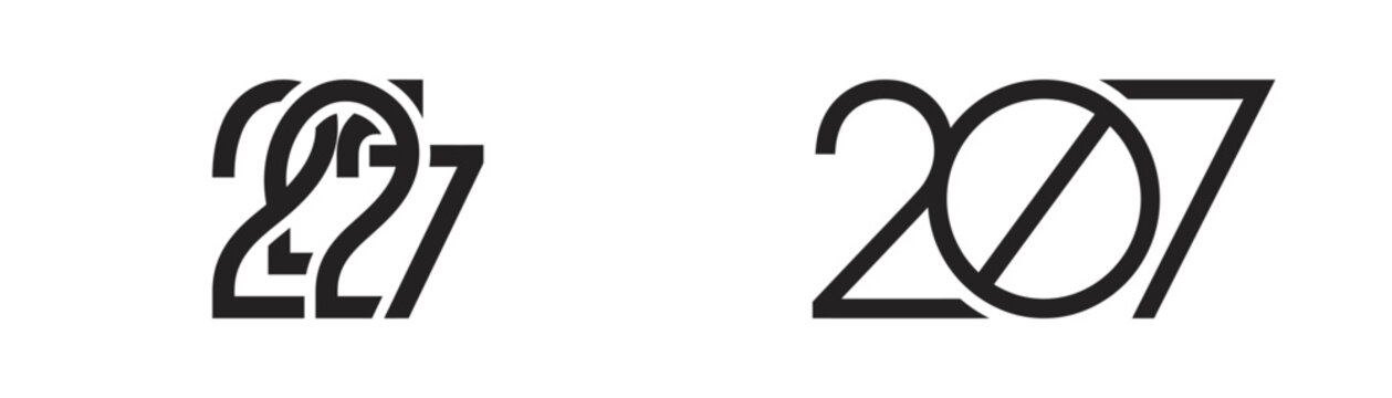 Modern Typographic Numbers 227 and 207 Design