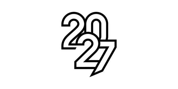 Modern Year 2027 Number Graphic Design