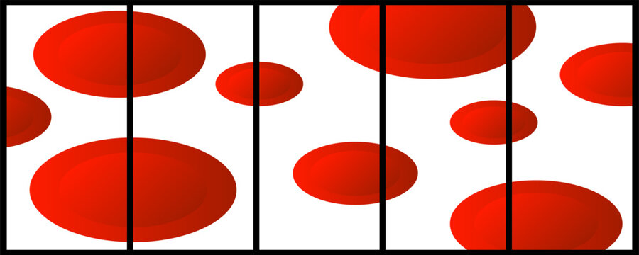 Modern graphic design header set featuring red circular shapes.