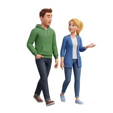 Couple walking and talking