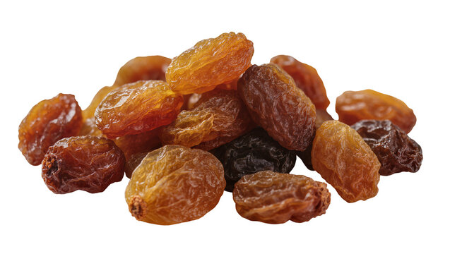 Pile of dried raisins, golden brown and dark brown colors