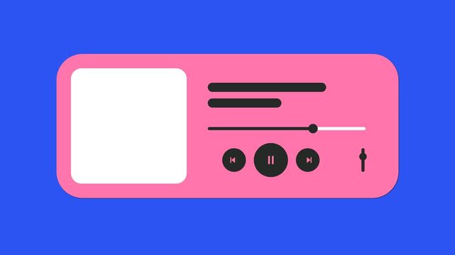 Flat Music Player UI Interface on Blue Background