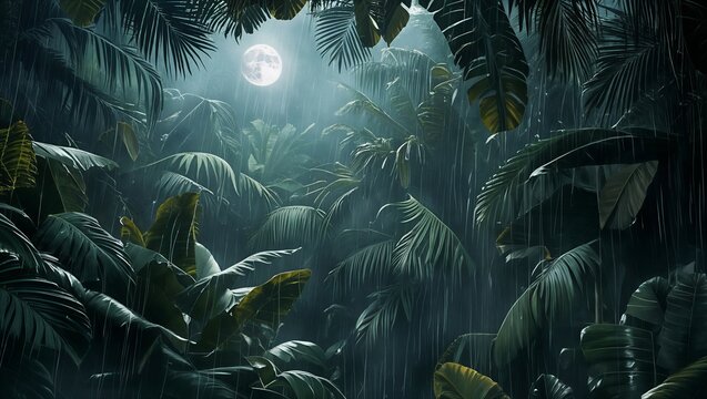 Tropical Jungle Leaves Watercolor Background with Soft Natural Light.