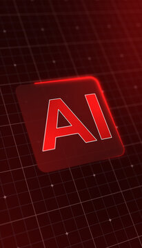 Vertical illustration of a modern AI design icon with a glowing effect.