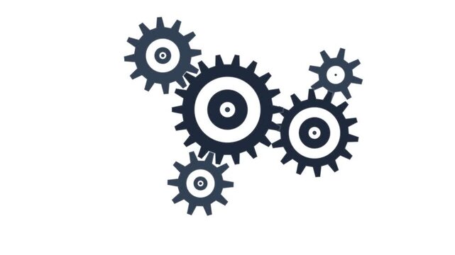 Minimalist Dark Blue Rotating Gear Mechanism Animation