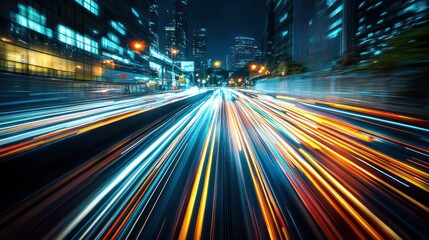 Fototapeta premium City lights abstract trails at night