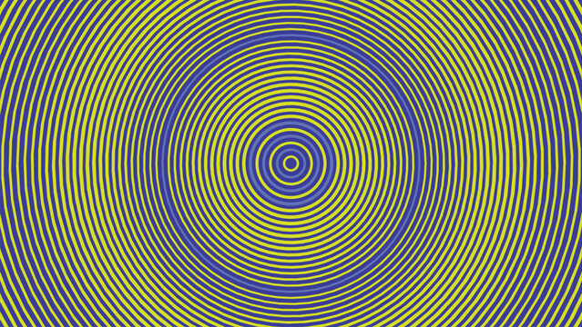 Abstract background with concentric circles in vibrant yellow and blue colors