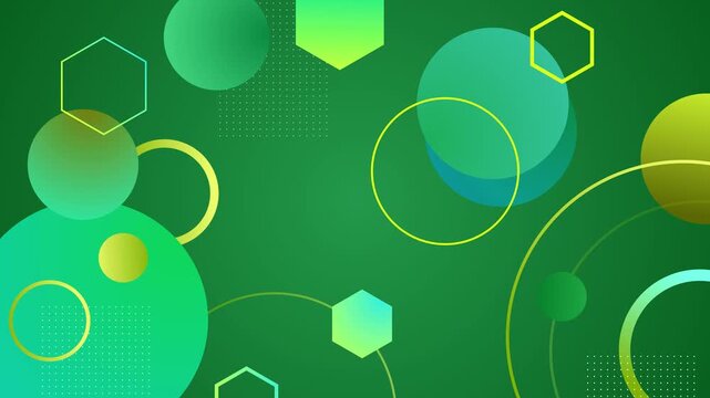 Abstract background with gradient circles hexagons and dotted patterns animation