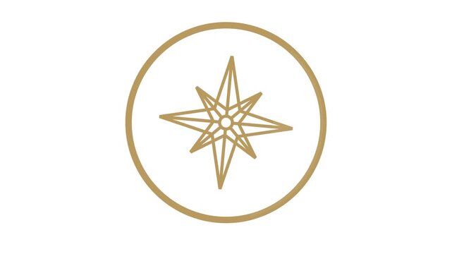 Minimalist Gold Compass Star Icon on White Background