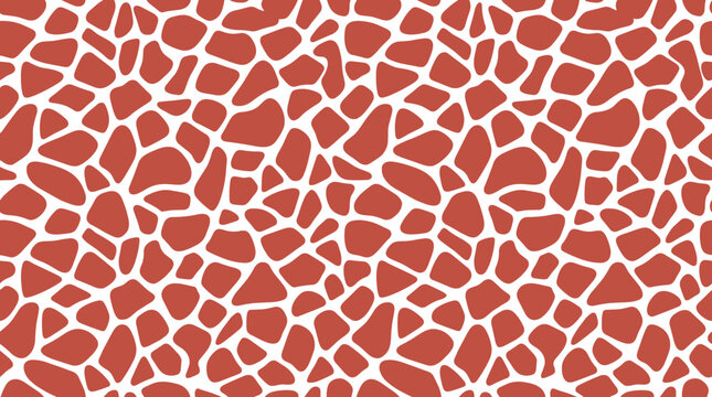 Seamless pattern of giraffe skin texture with brown organic shapes on a white background