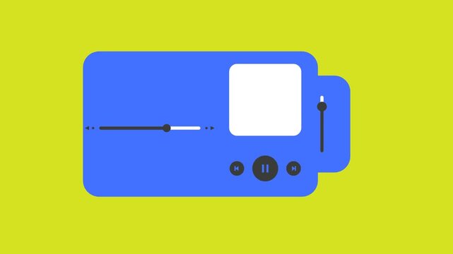 Minimalist Blue Music Player UI on Yellow Background