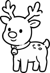 Obraz premium Cute Christmas Reindeer Outline Doodle Coloring Page Vector Illustration