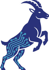 Fototapeta premium Digital Goat Illustration Featuring Electronic Circuit Board Pattern.
