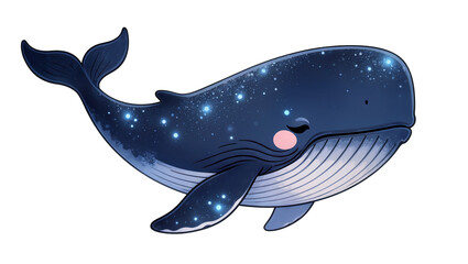Cute blue whale with starry pattern and pink cheeks © Lukas