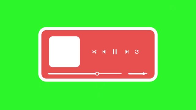 Red Music Player Interface on Green Screen