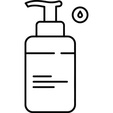 Skincare Pump Bottle Line Icon - Cosmetic Dispenser Outline Vector Symbol