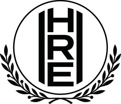 HRE Monogram Logo Design with Gothic Architecture Castle Theme
