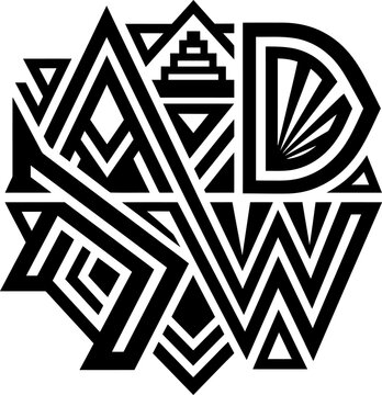 Celtic Knot ADW Monogram Logo with Interlaced Pattern Design
