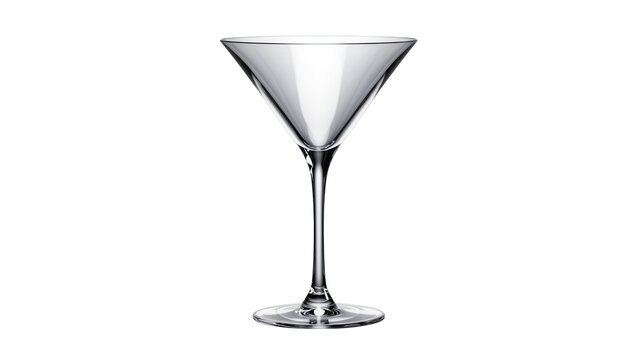 Clear glass martini cocktail coupe glass with stem