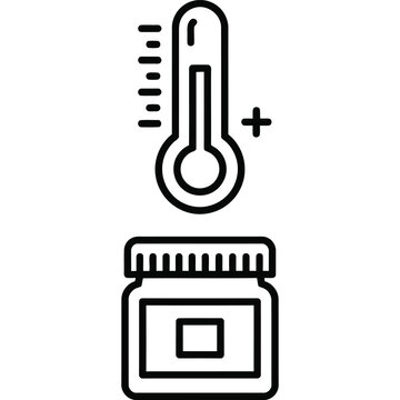 Cosmetic Temperature Storage Line Icon - Skincare Product Outline Vector