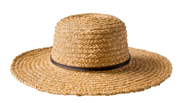 Wide brim straw hat with dark ribbon detail
