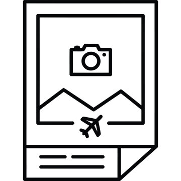 Travel Skincare Photo Line Icon - Cosmetic Travel Memory Outline Vector
