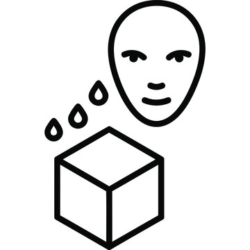 Face Mask Storage Line Icon - Cosmetic Cooling Cube Outline Vector