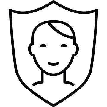 Skin Protection Shield Line Icon - Healthy Skin Outline Vector Symbol