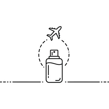 Travel Size Cosmetic Line Icon - Portable Skincare Bottle Outline Vector