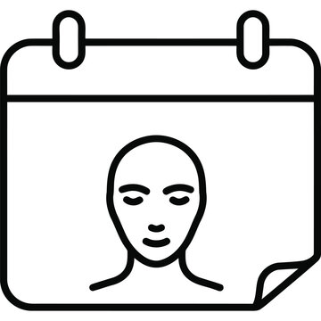 Facial Appointment Calendar Line Icon - Beauty Treatment Schedule Outline Vector