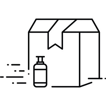 Cosmetic Delivery Line Icon - Skincare Package Shipping Outline Vector Symbol