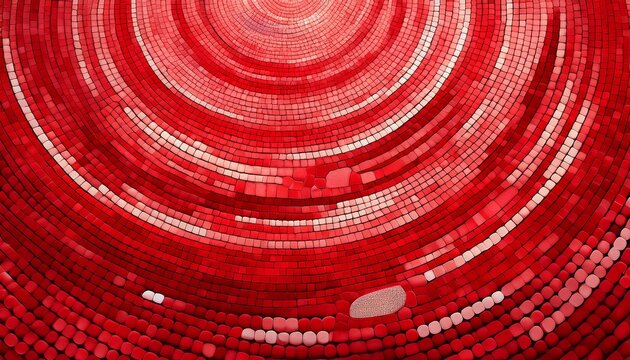 abstract red background with red circle mosaic tiles and white grout