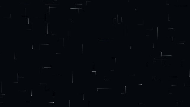 Procedural art abstract black background with digital noise pattern and thin white lines, suitable for digital design projects, website backgrounds, or social media graphics.