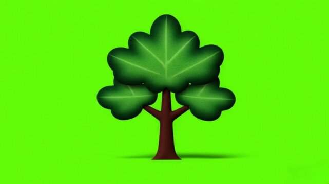 Green Screen Vector Animation of Acorn Falling and Sprouting into Oak Tree
