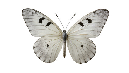 White butterfly with black spots on wings and antennae © Clementine