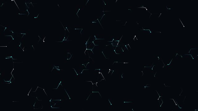Procedural art digital neural network grid pattern with node cluster connection, light particles abstract background texture suitable for technological designs or ai concepts.