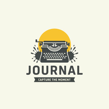 Vintage typewriter logo design for journal and creative writing concept.