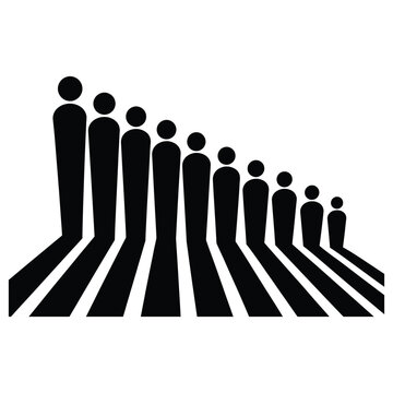  Population decline or corporate hierarchy concept silhouette vector element.