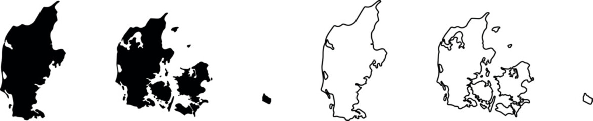 Outline and silhouette maps of Denmark and its islands © Santiago