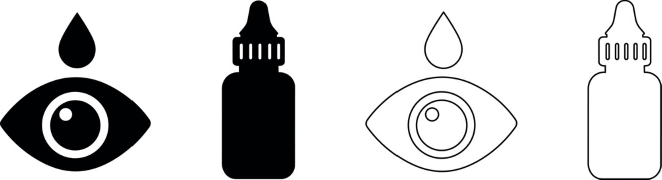 Eye drop icons representing medical care and vision health