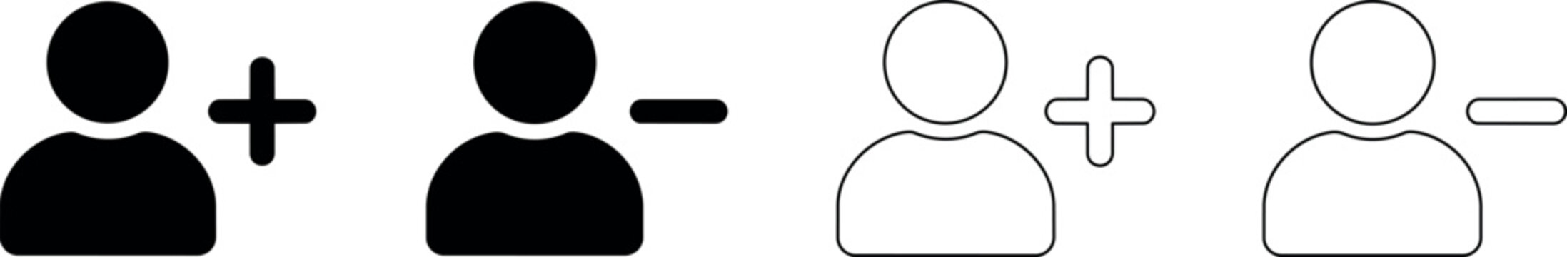 User interface icons for adding and removing people from a group or list