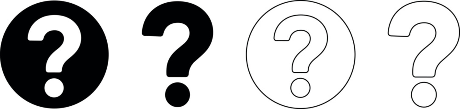 Collection of question mark icons in black and white styles