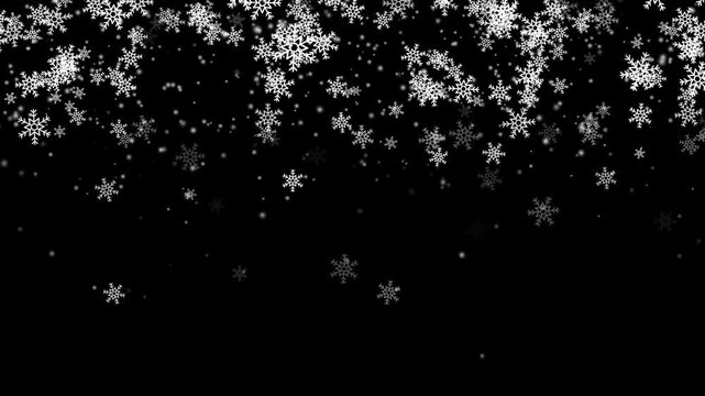 winter snow flakes overlay background particles, Animated realistic detailed very small snow flakes slowly falling,
Snowflakes snowing 2D objects animation. Snowfall new year.