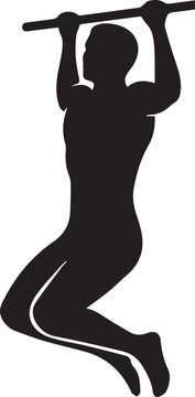 Pull Up Exercise Silhouette Chin Up Fitness Training Vector Icon