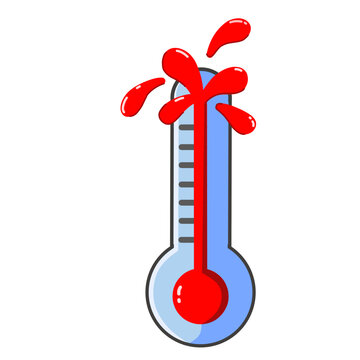 Exploding thermometer vector illustration, extreme hot temperature and heatwave concept icon.