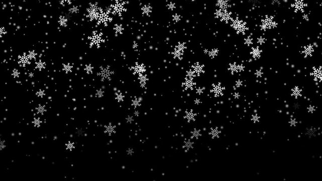 winter snow flakes overlay background particles, Animated realistic detailed very small snow flakes slowly falling,
Snowflakes snowing 2D objects animation. Snowfall new year.