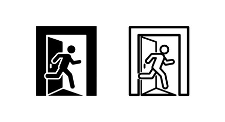 Fototapeta premium Emergency exit signage and evacuation path icons with emergency