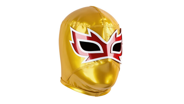 Golden Lucha Libre Mask with Red and White Accents